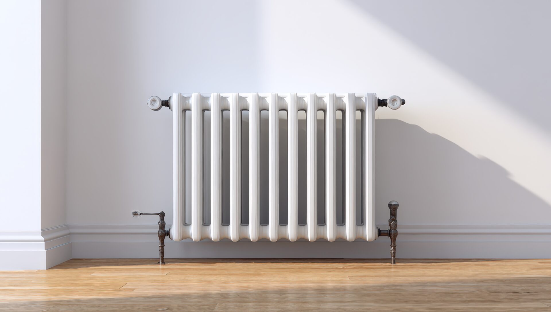 White radiator against a simple wall.