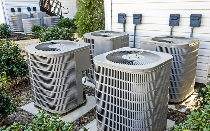 Group of HVAC systems outside
