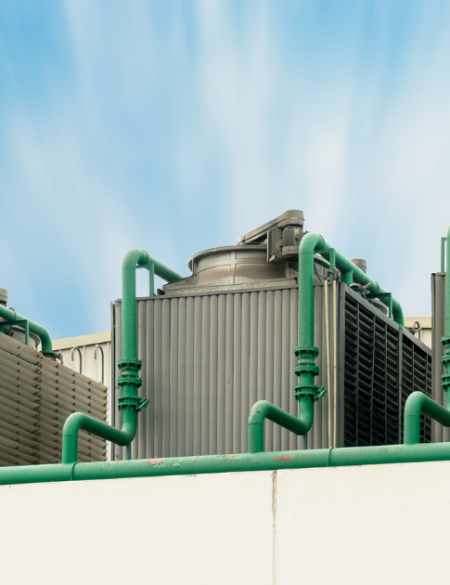 Cooling towers on top of building