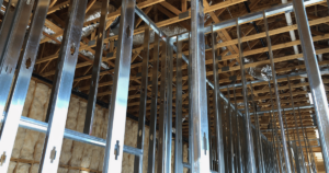 metal stud framing in a building